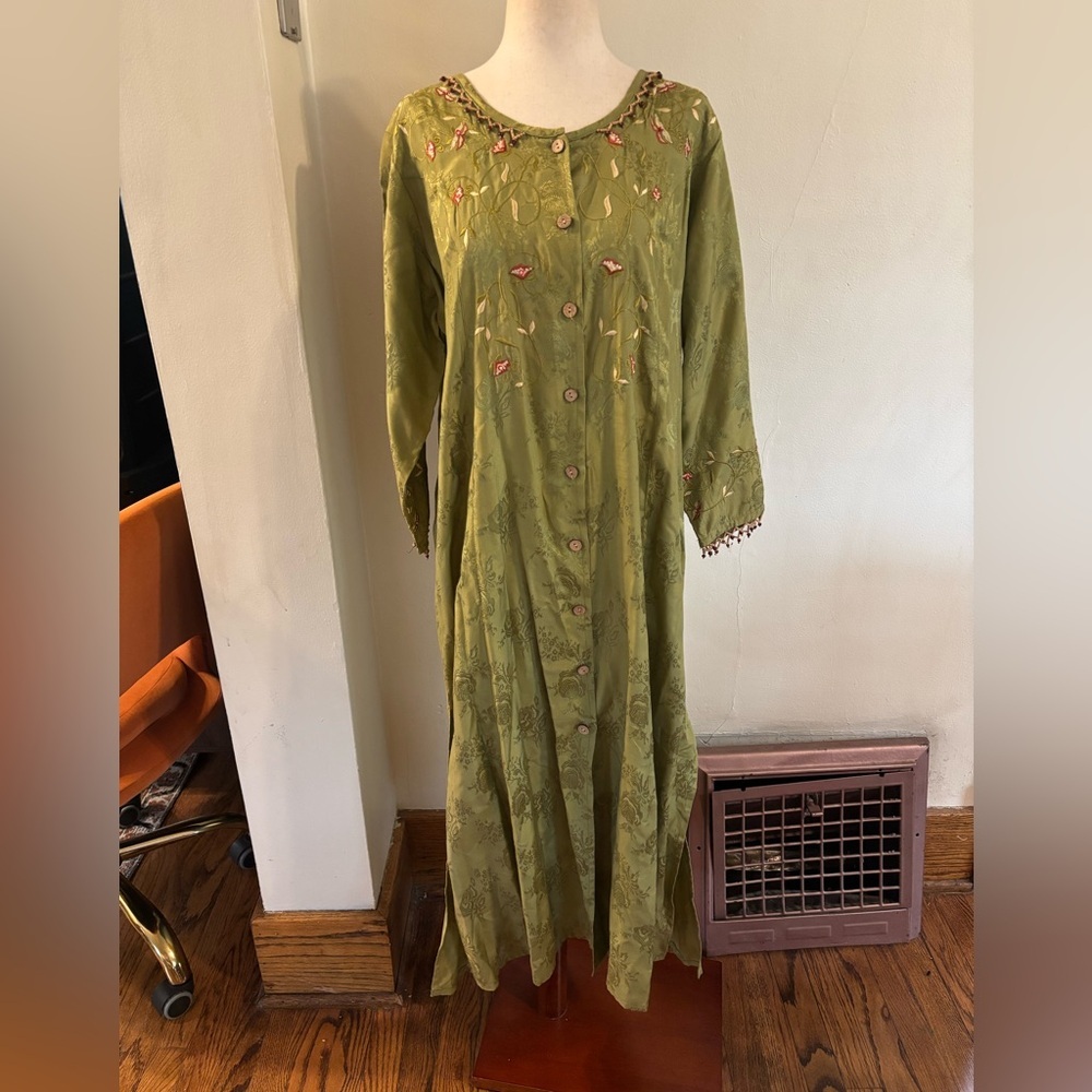 Vintage Cottagecore April Cornell Floral Embroidered Beaded Dress/Jacket